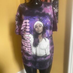 Tie-Dye Purple Graphic Aaliyah Tee Hip-hop Y2K